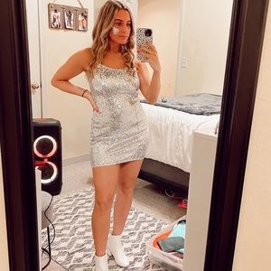 silver sequin dress